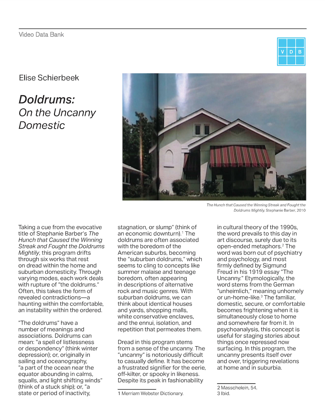 Essay - Doldrums: On the Uncanny Domestic